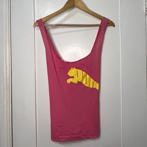 Puma criss-cross tank. Bright pink and yellow. Size M.